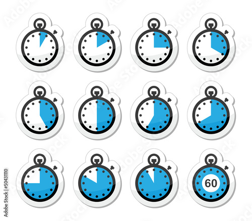 Time, clock, stopwatch vector icons set