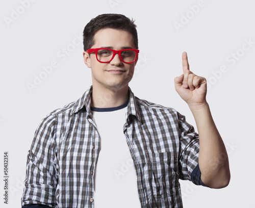 Style man in red glasses