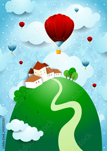 Fantasy background with balloons