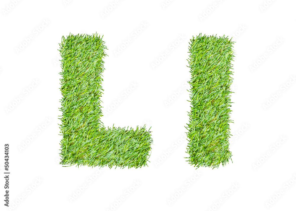 Alphabet from the green grass. isolated on white Alphabet from the green grass. isolated on white