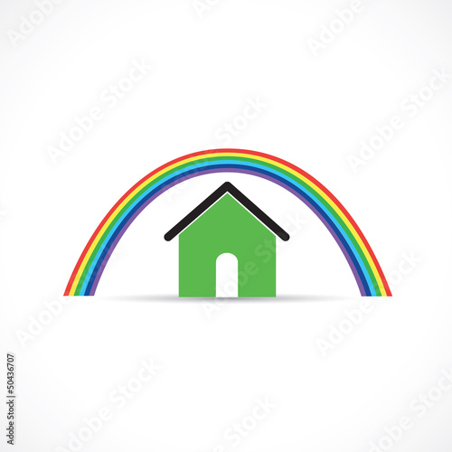 maison avec arc-en-ciel