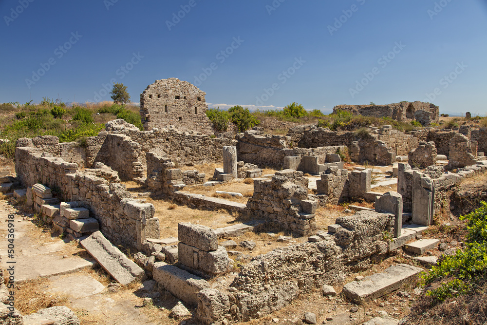 Ancient village ruins in Side Turkey