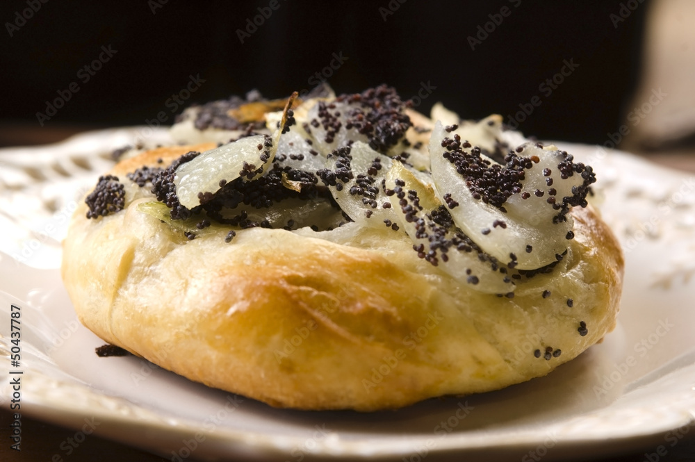 Cebularze - traditional polish cake with onion and poppy seed Cebularze - traditional polish cake with onion and poppy seed