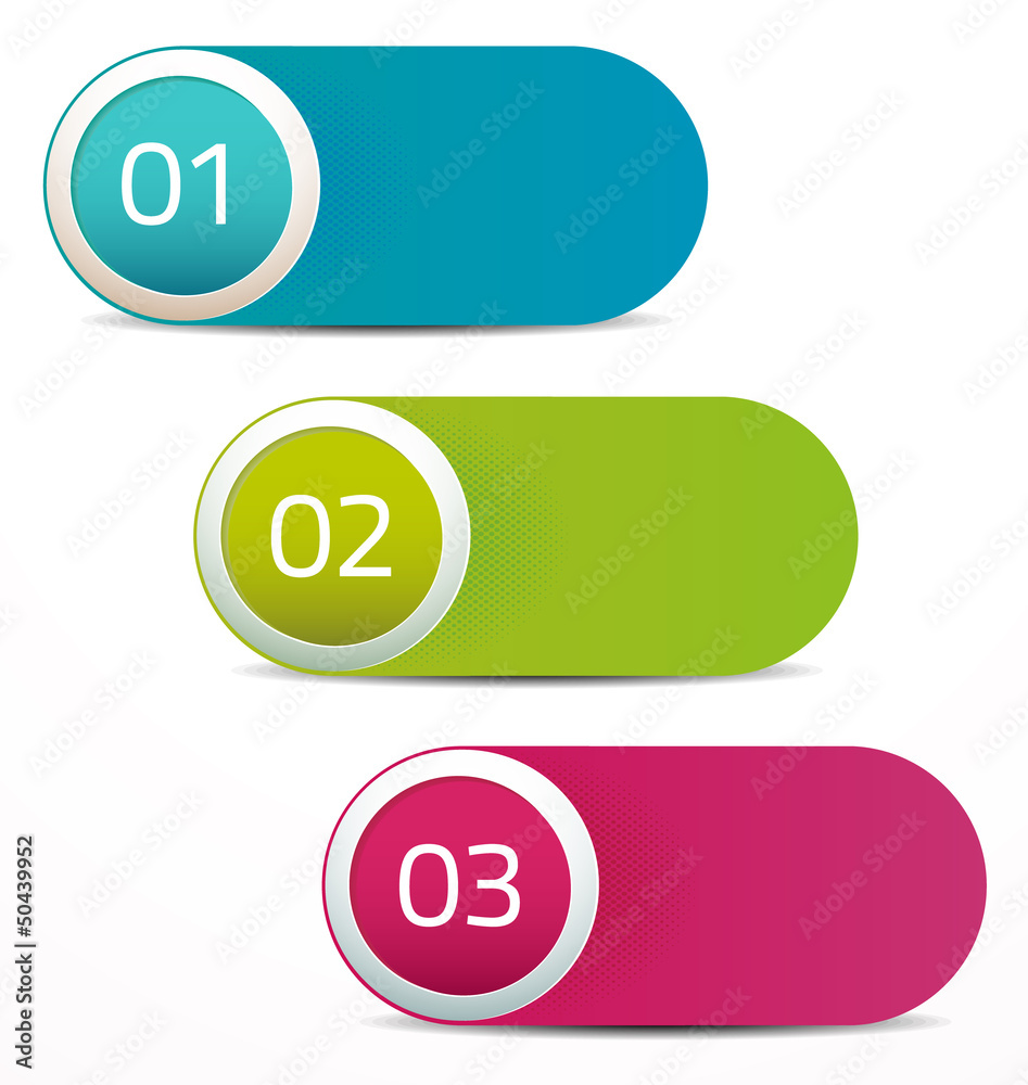 Fototapeta premium One Two Three Vector Options / Progress Background