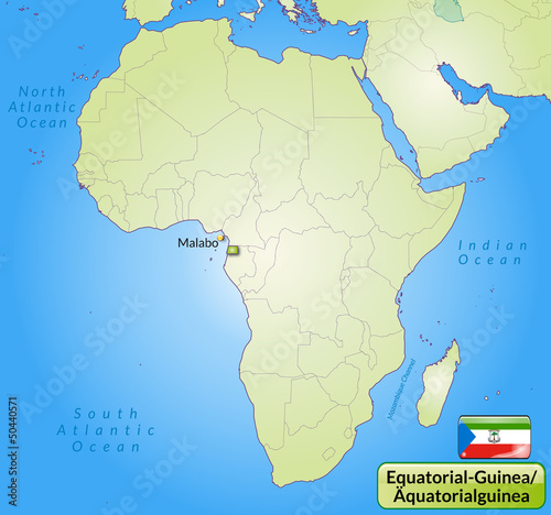   bersichtskarte von   quatorialguinea mit Landesflagge