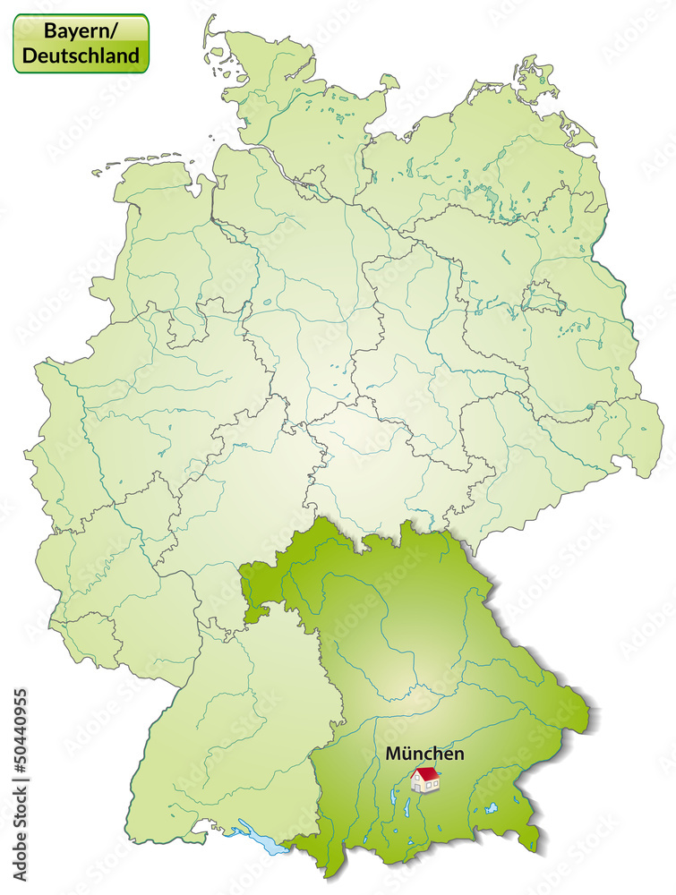 Obraz premium Landkarte von Deutschland und Bayern