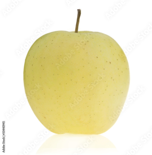Tasty ripe green apple, isolated on white background.