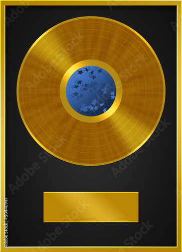 Golden Vinyl Record Label Frame