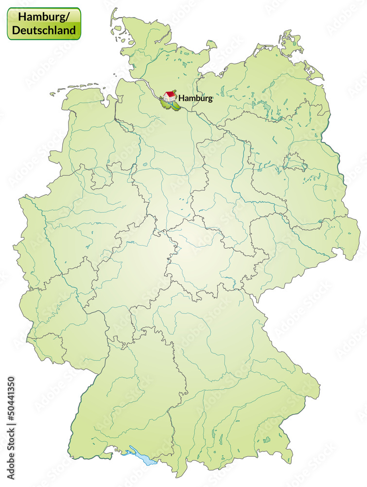 Landkarte von Deutschland und Hamburg