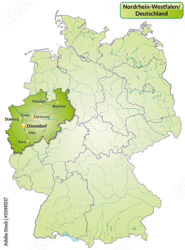 Landkarte von Deutschland und Nordrhein-Westfalen