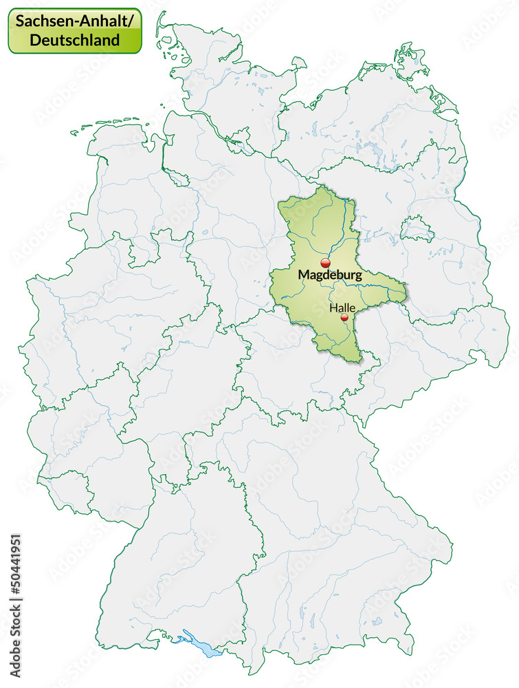 Obraz premium Landkarte von Deutschland und Sachsen-Anhalt