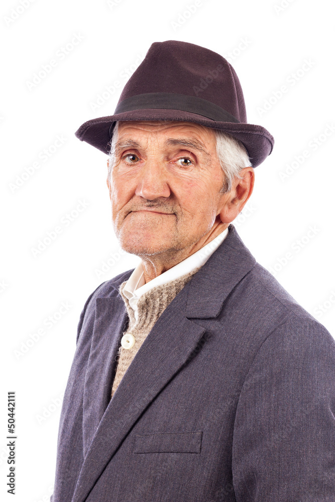 Portrait of an expressive old man with hat Portrait of an expressive old man with hat