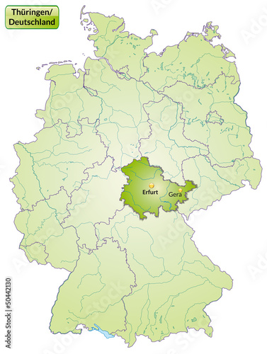 Landkarte von Deutschland und Th  ringen