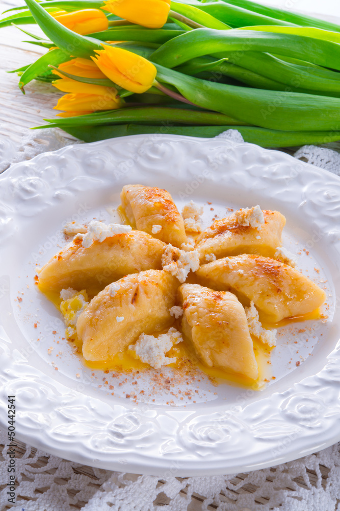 Polish Curd dumplings with cinnamon butter Polish Curd dumplings with cinnamon butter
