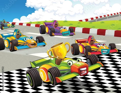 Obraz Wyścig Formuły - super samochód - ilustracja dla dzieci