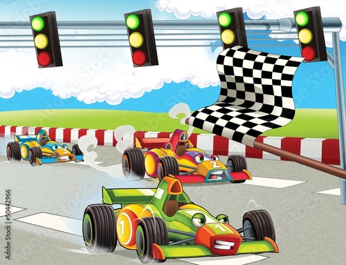 Obraz Wyścig Formuły - super samochód - ilustracja dla dzieci
