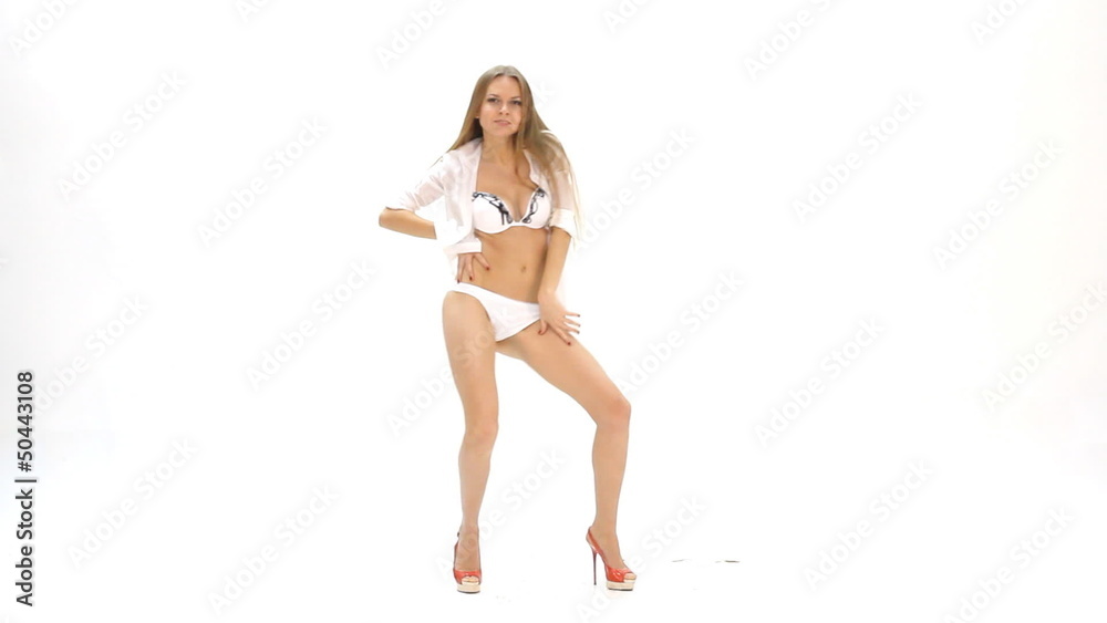 sexy young girl dancing against white background sexy young girl dancing against white background
