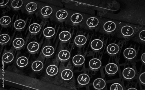 Antique typewriter keybaord closeup photo