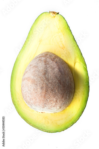 avocado. Half with core isolated on white