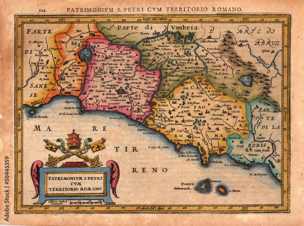 Naklejka premium Italy old map
