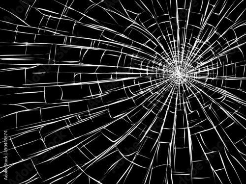 Radial cracks on broken glass.