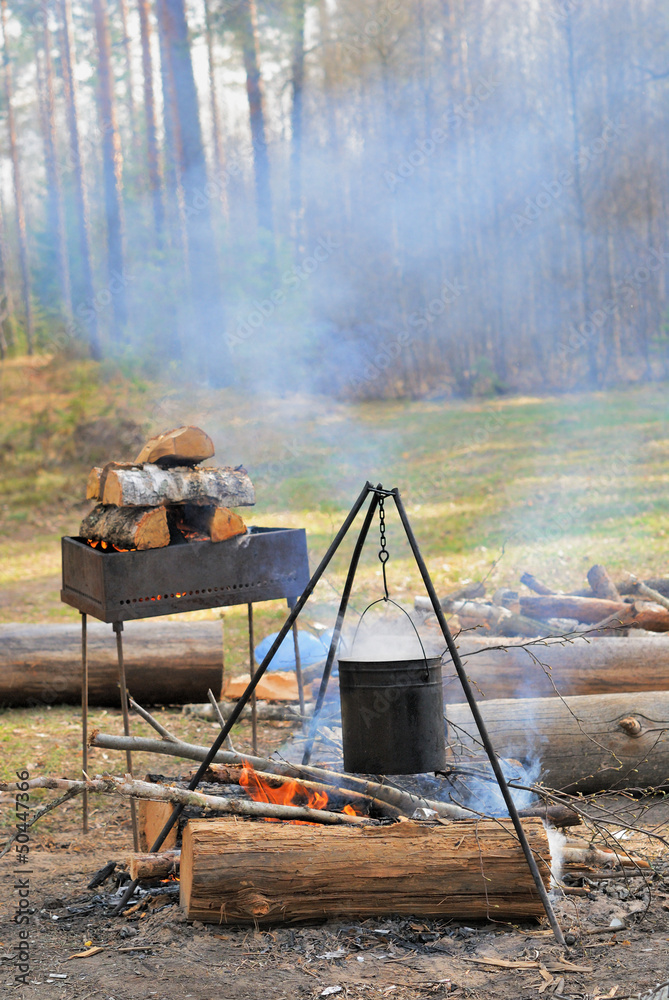 Kettle over campfire Kettle over campfire