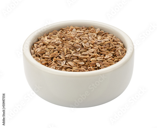 Dill Seeds in a Bowl isolated