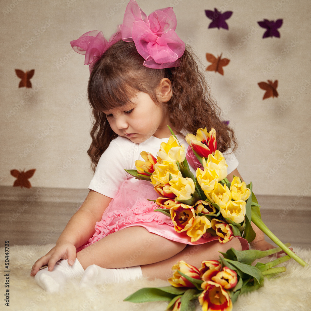 Portrait of girl with tulips Portrait of girl with tulips