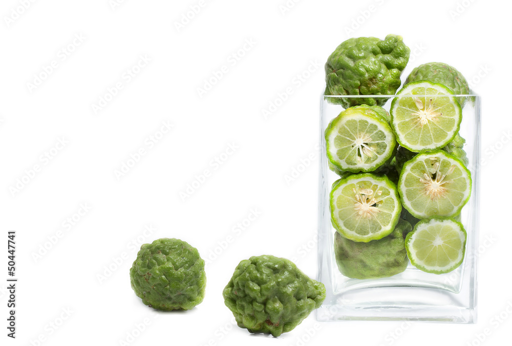 Kaffir lime in glass box