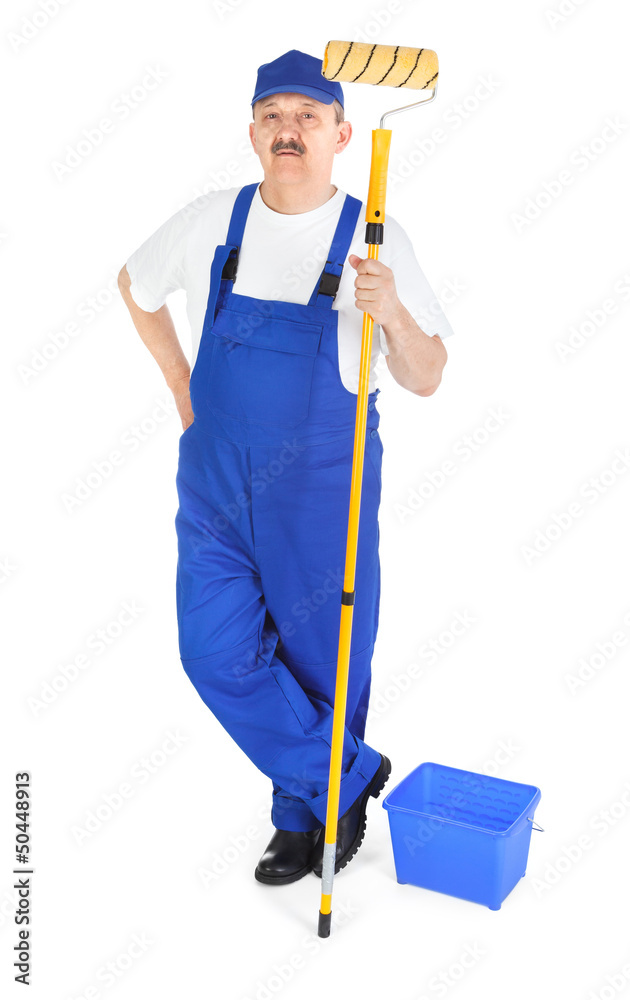 Painter in blue dungarees