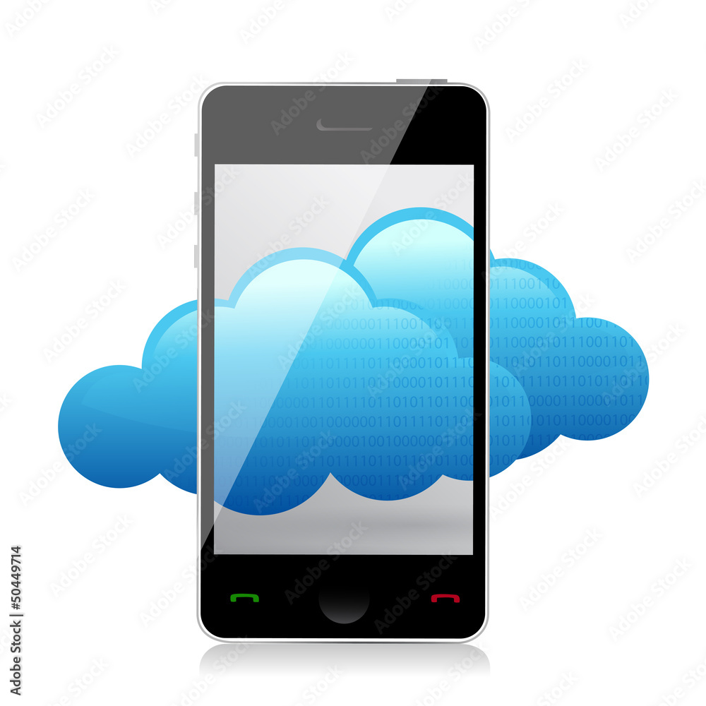 Cloud computing concept. Mobile phone with cloud Cloud computing concept. Mobile phone with cloud