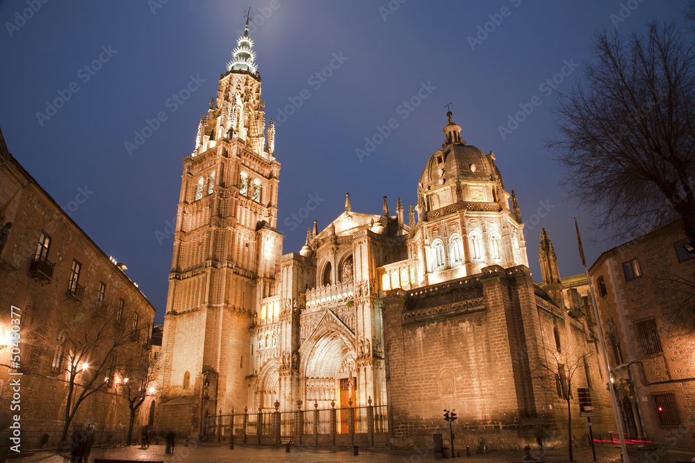 Toledro - Cathedral Primada Santa Maria de Toledo in dusk