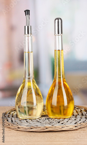 Fototapeta Naklejka Na Ścianę i Meble -  Different types of oil on table in kitchen