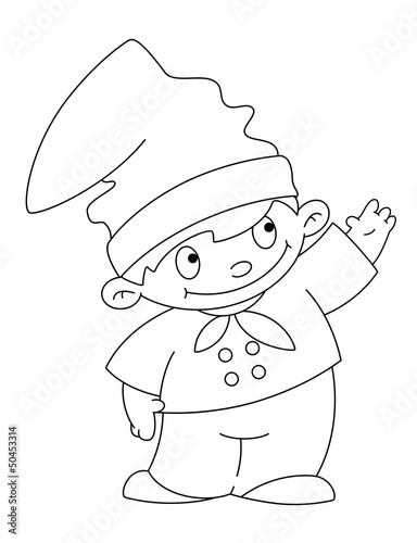little cute cook outlined
