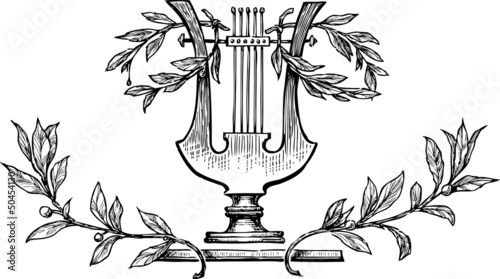 lyre with laurel branches
