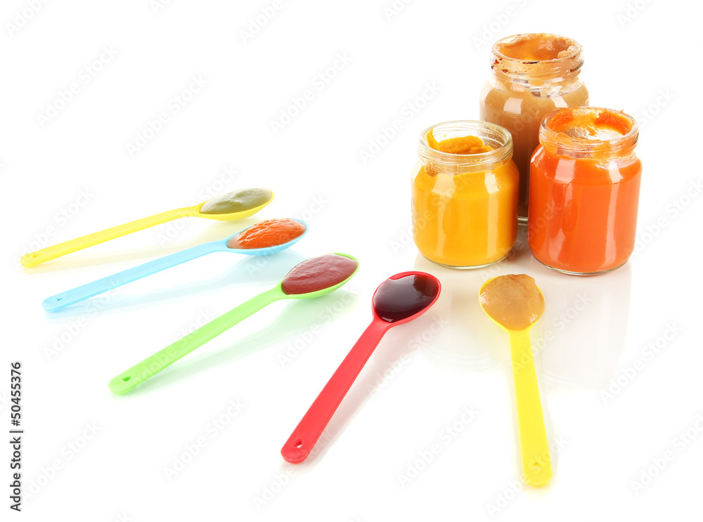 Baby puree isolated on white Baby puree isolated on white