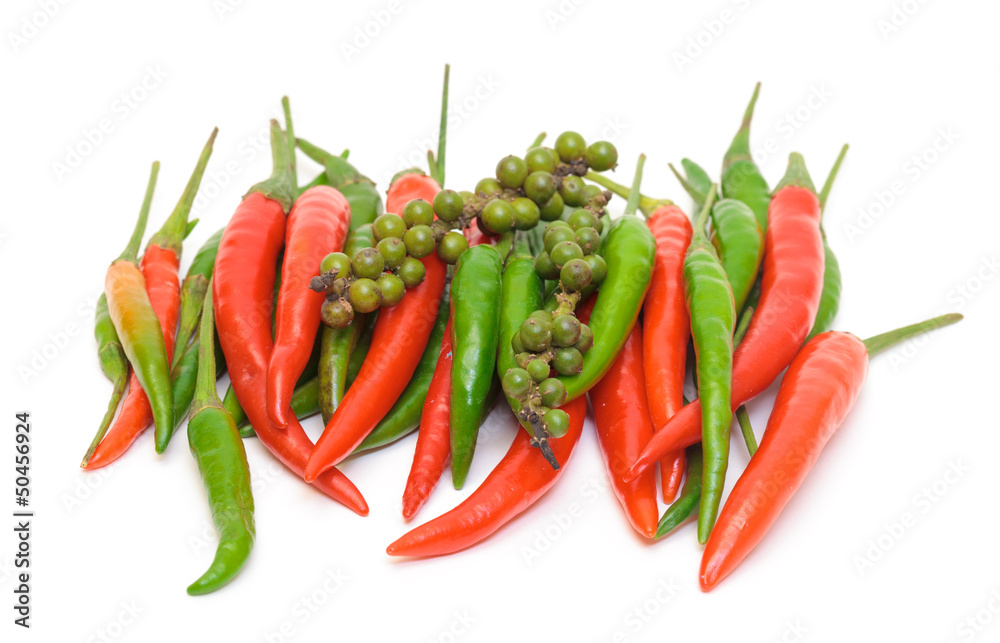 Heap Red and Green Chilli Hot Peppers