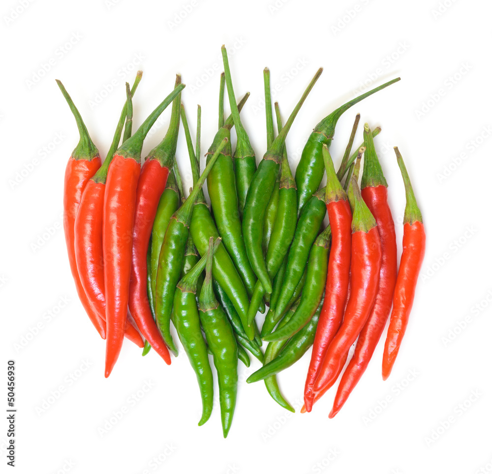 Heap Red and Green Chilli Hot Peppers