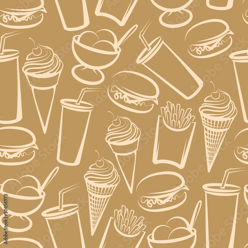 seamless background with fast food
