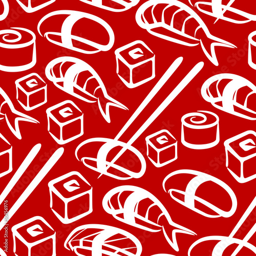 seamless background with a set of sushi