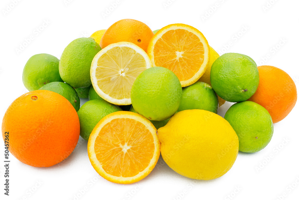 Group of Orange, limes and lemon citrus fruits Group of Orange, limes and lemon citrus fruits
