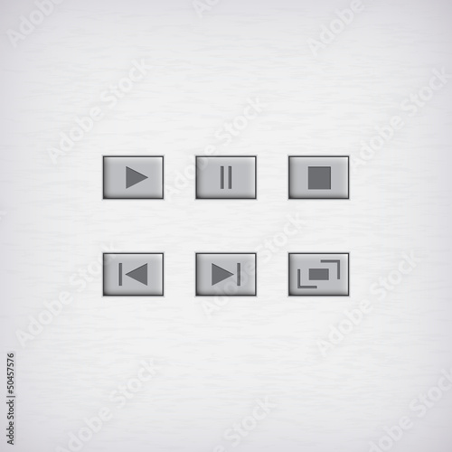 white round media player buttons and audio player