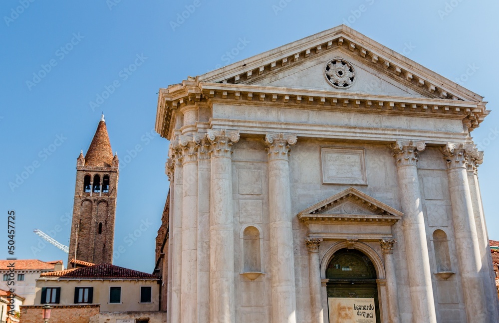 San Barnaba church facade in Venice, Italy