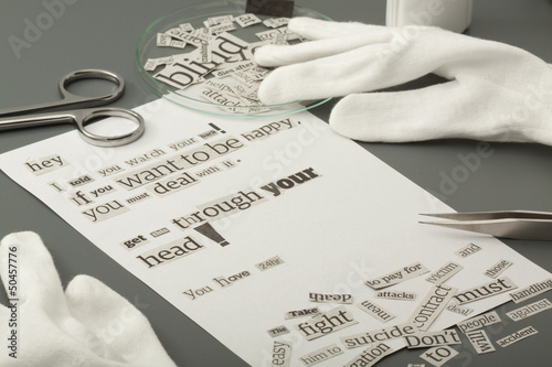 Photography Concept of preparation of anonymous letter, expect narrow focus