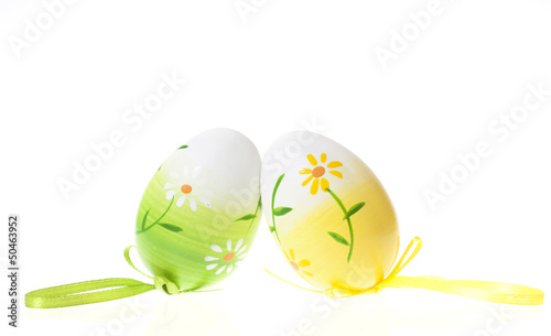 Painted Colorful Easter Eggs on white background