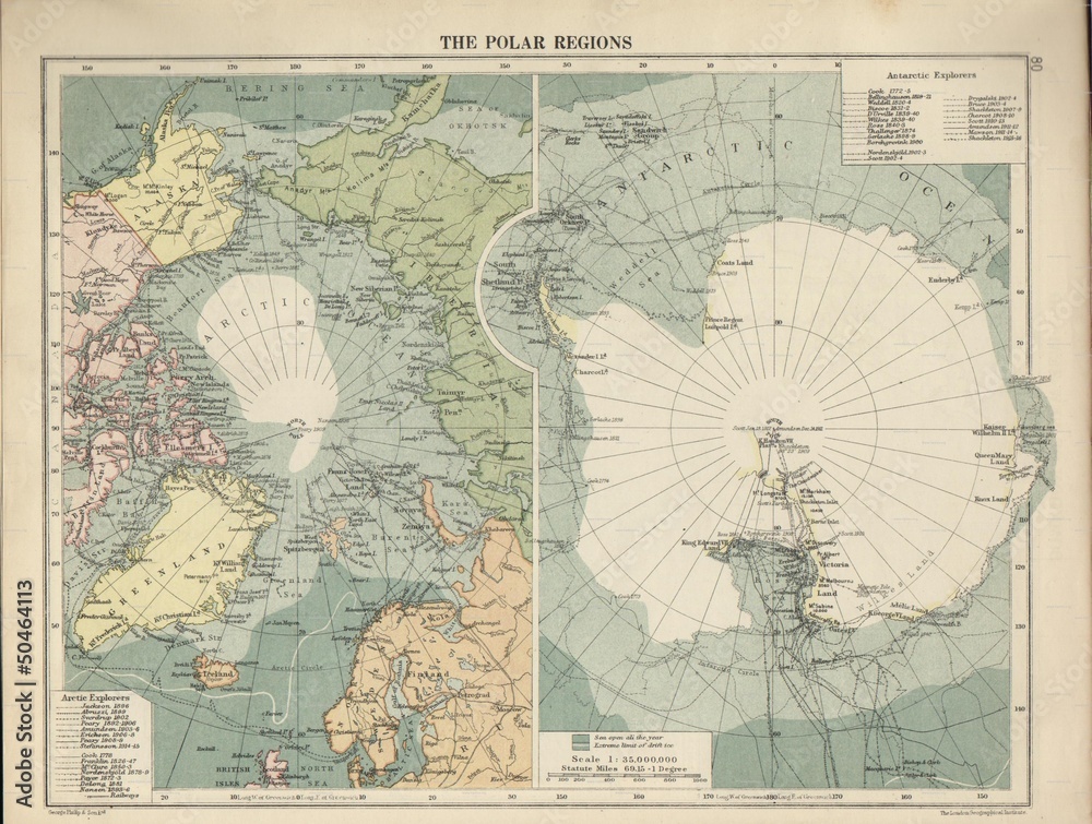 Fototapeta premium Antarctica vintage map
