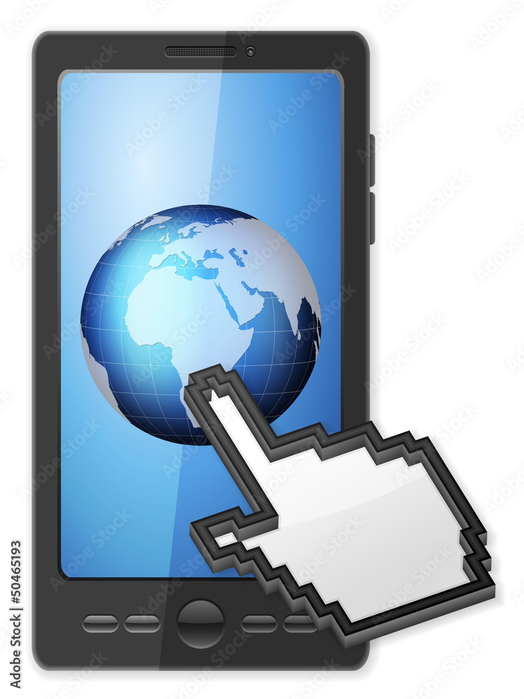 phone cursor and globe phone cursor and globe