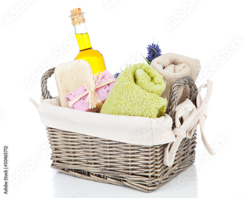 toiletries for relaxation, isolated on white background photo