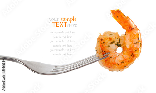 Shrimp Linguine on a fork, photo