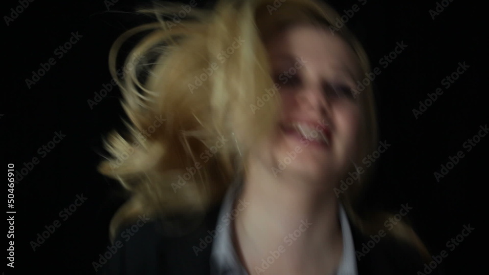 Closeup of happy ecstatic woman jumping Closeup of happy ecstatic woman jumping